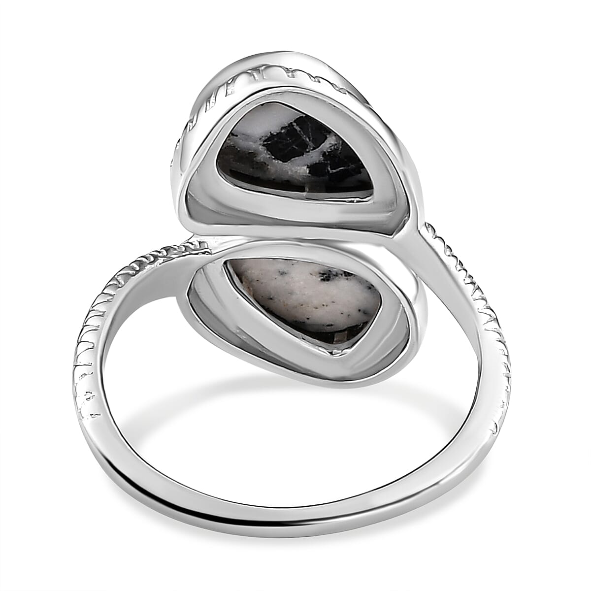 White Buffalo Crossover Ring in Platinum Overlay Sterling Silver 4.05 Ct.