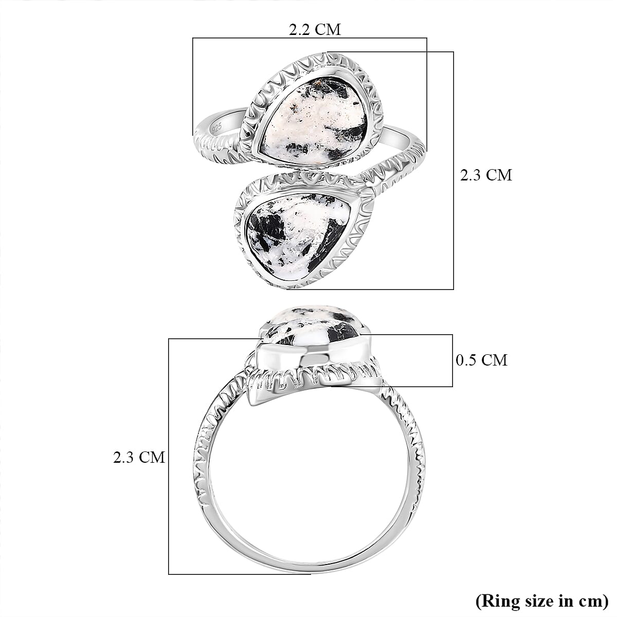White Buffalo Crossover Ring in Platinum Overlay Sterling Silver 4.05 Ct.