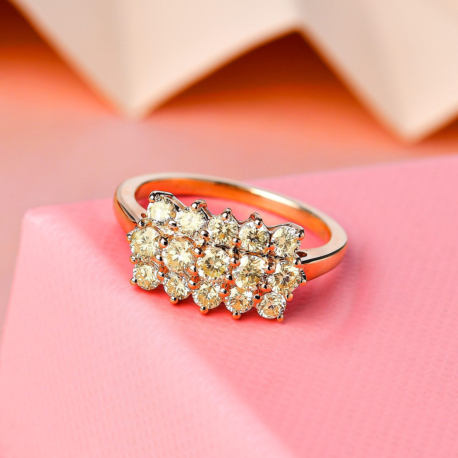 14K Yellow Gold SGL Certified Natural Yellow Diamond ( I1-I2 ) Boat Ring 1.00 Ct.