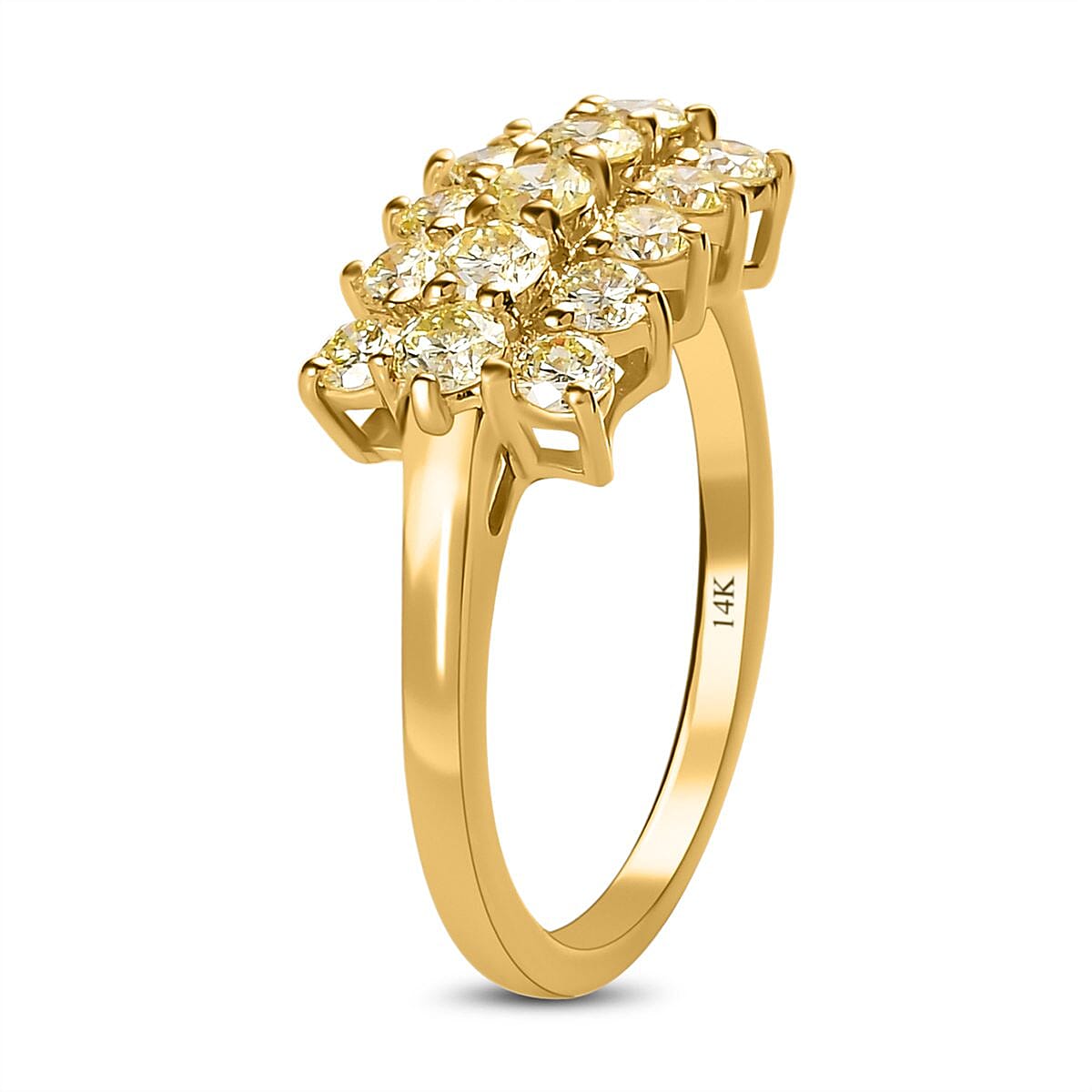 14K Yellow Gold SGL Certified Natural Yellow Diamond ( I1-I2 ) Boat Ring 1.00 Ct.
