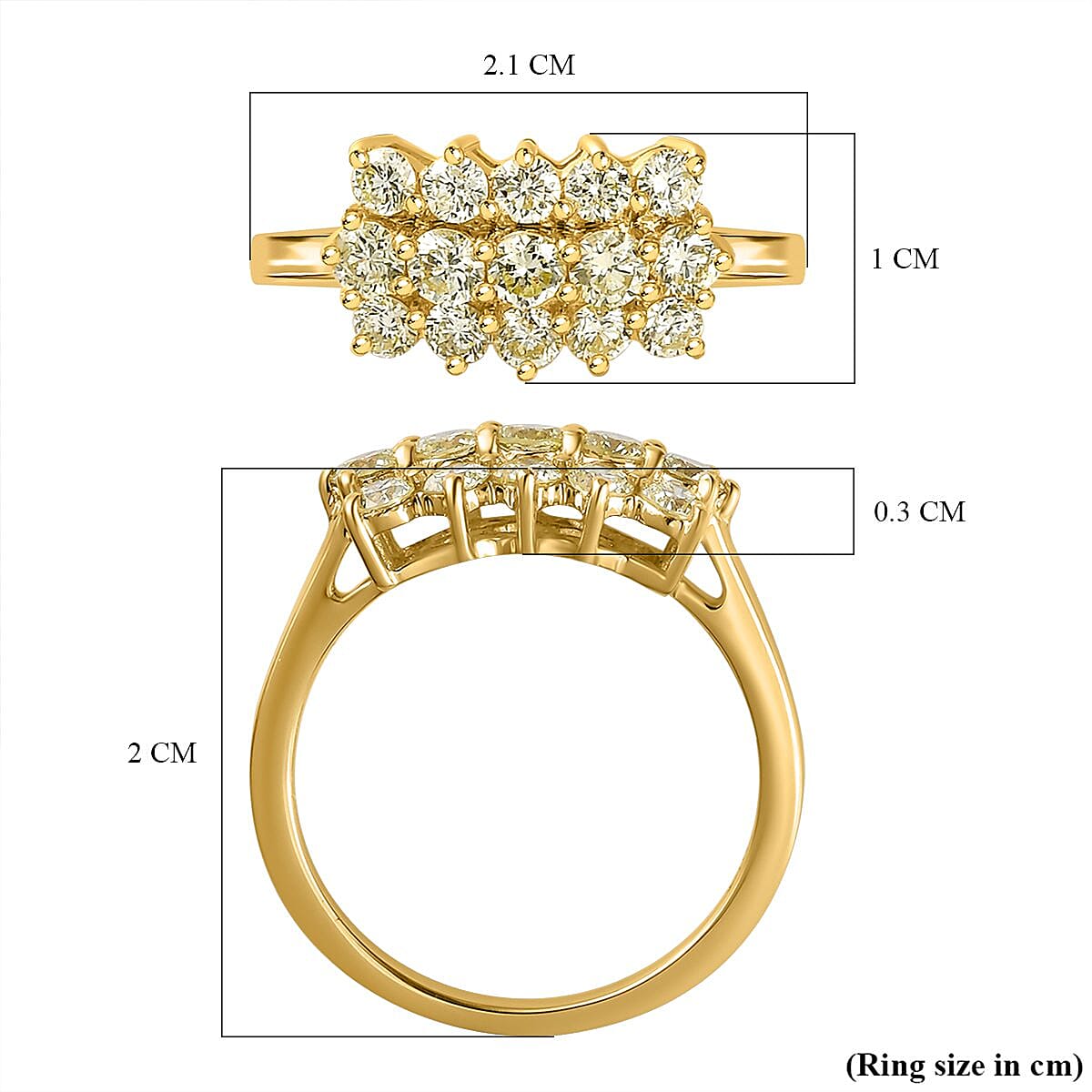 14K Yellow Gold SGL Certified Natural Yellow Diamond ( I1-I2 ) Boat Ring 1.00 Ct.