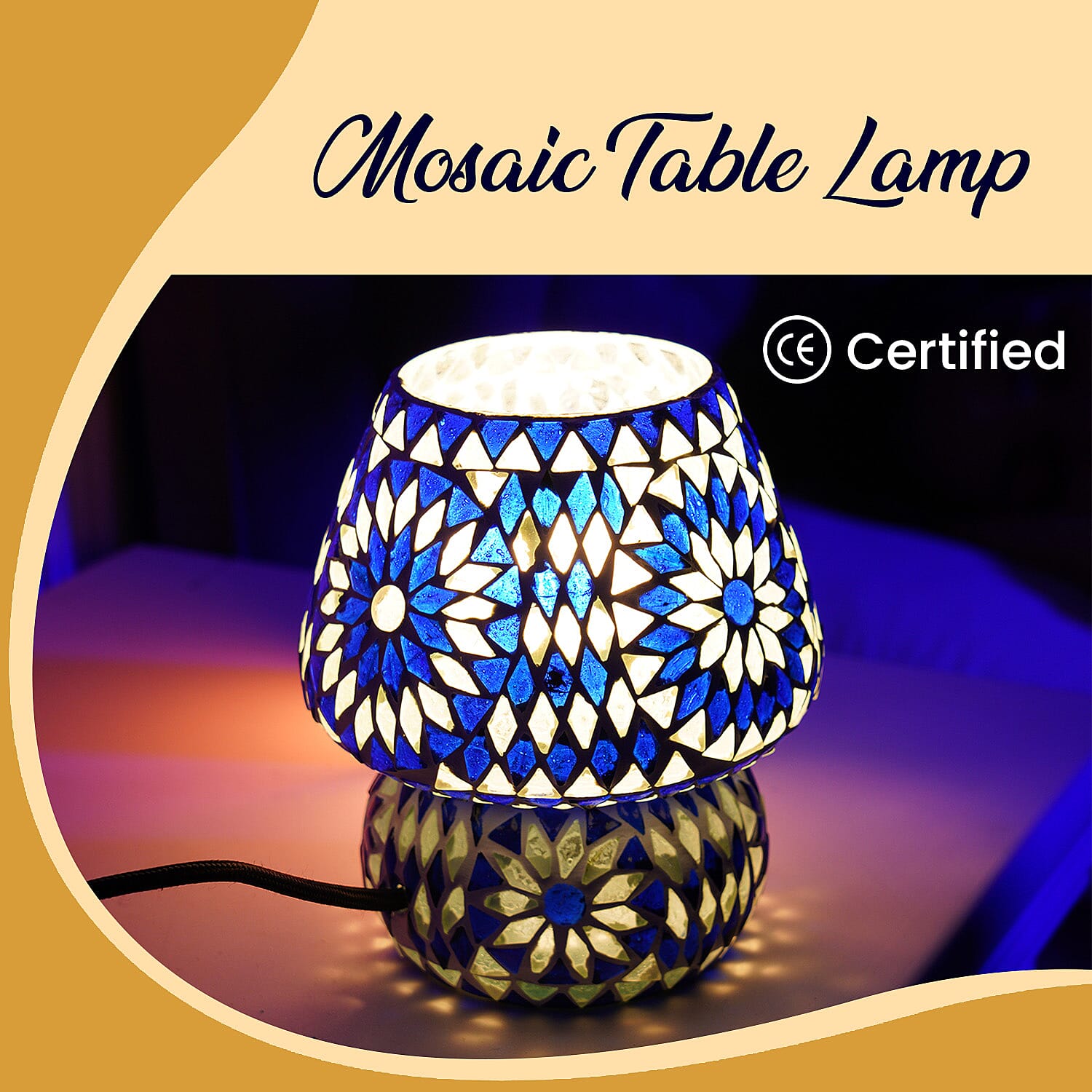 Mosiac Vintage Table Lamp (Size 16x1x15 cm) - Blue