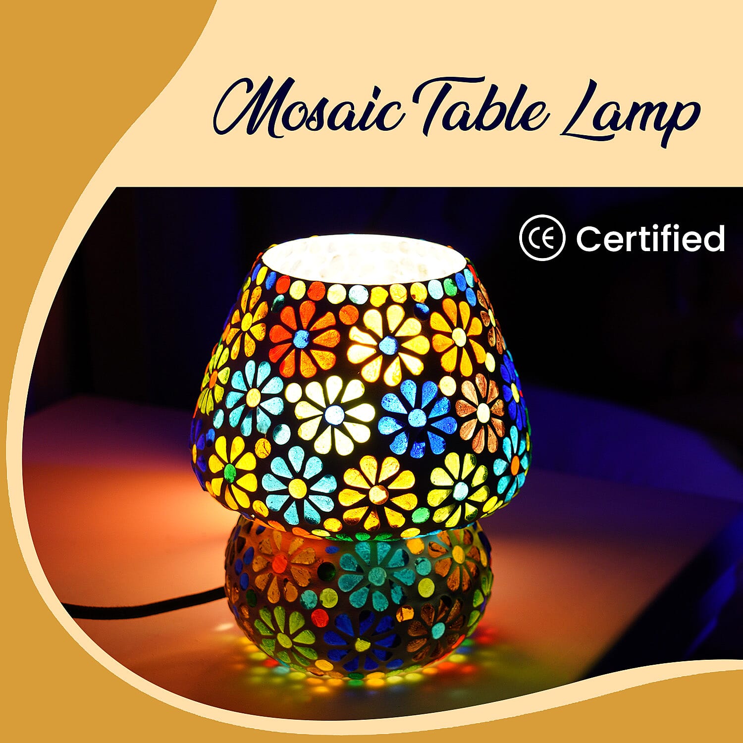 Mosaic Vintage Table Lamp (Size 16x15 cm) - Multi