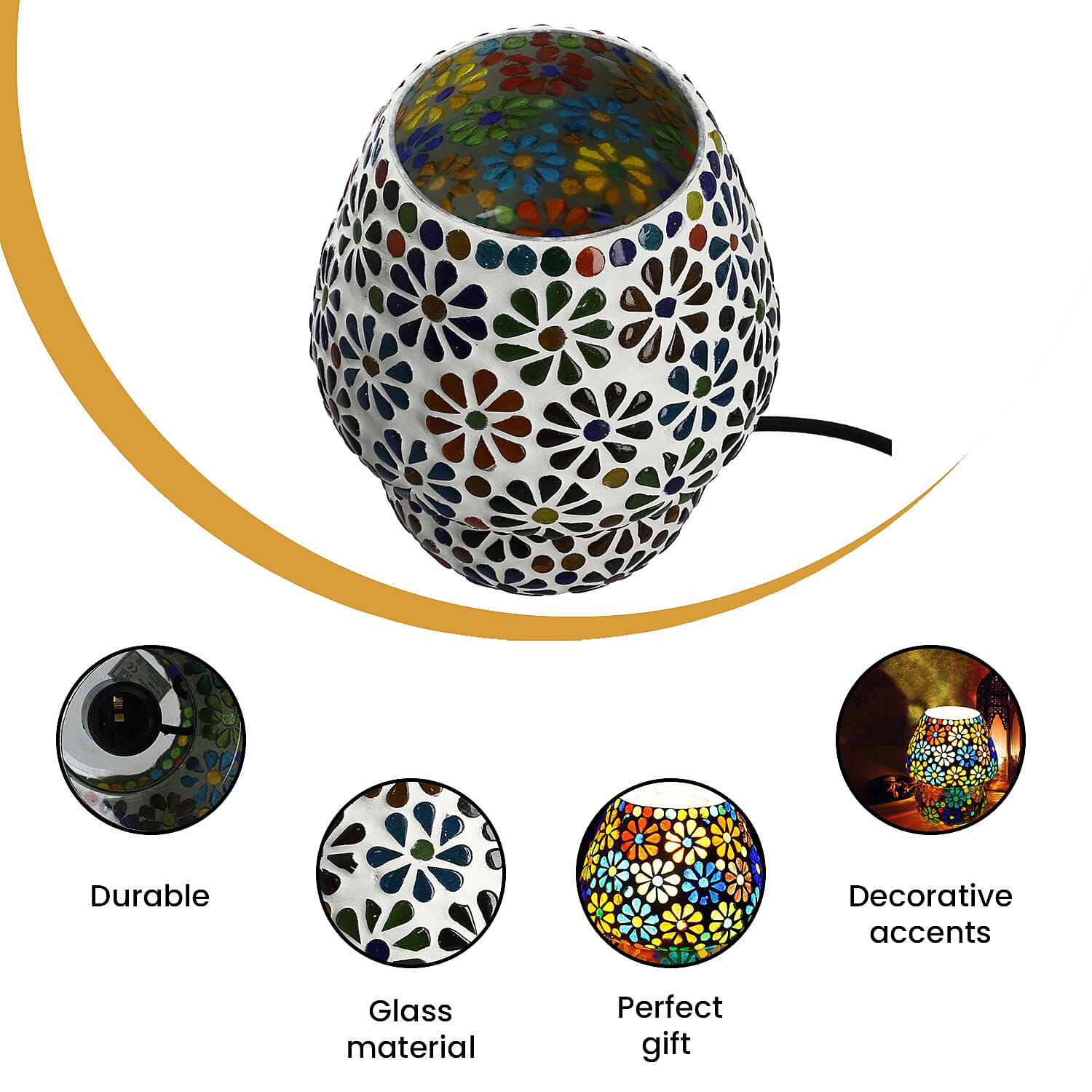 Mosaic Vintage Table Lamp (Size 16x15 cm) - Multi