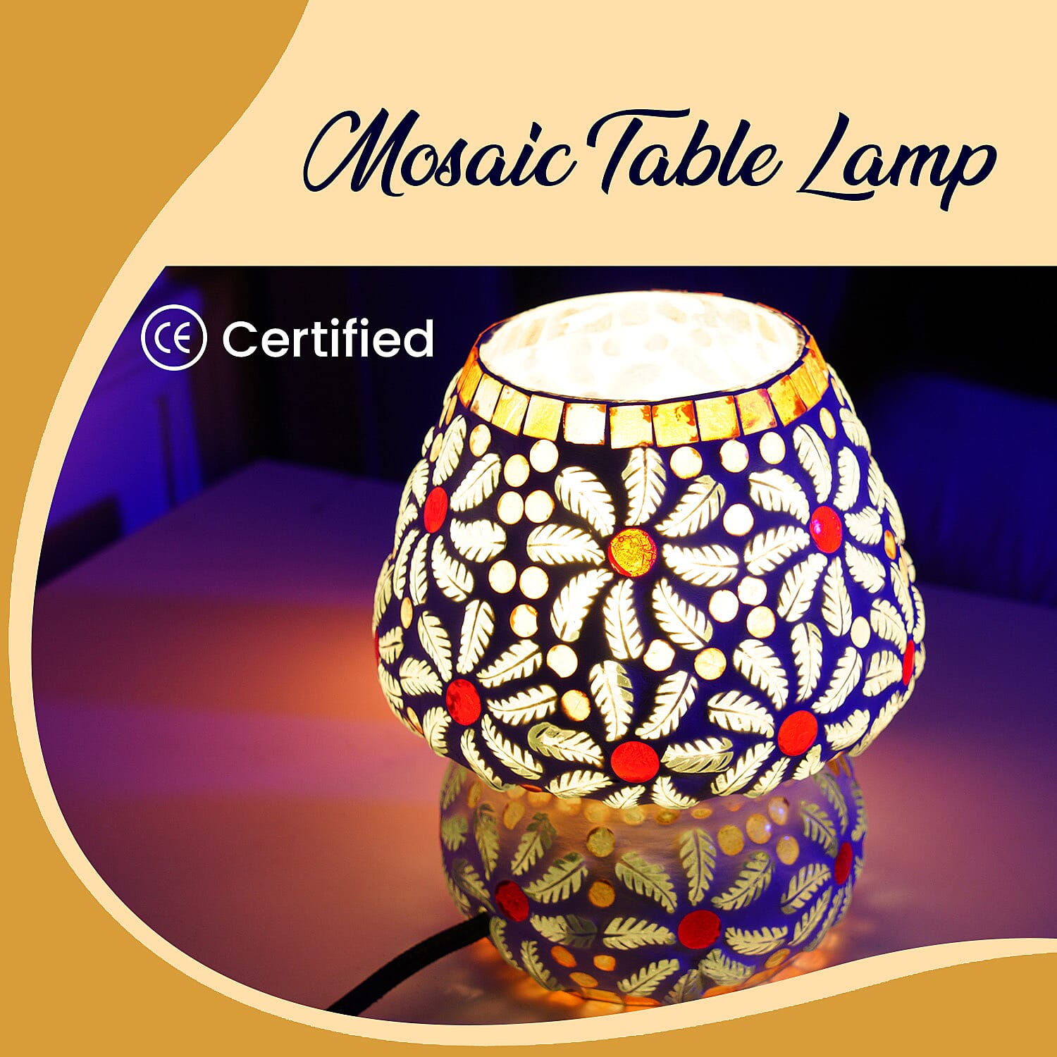 Mosaic Vintage Table Lamp (Size 16x15 cm) - Cream