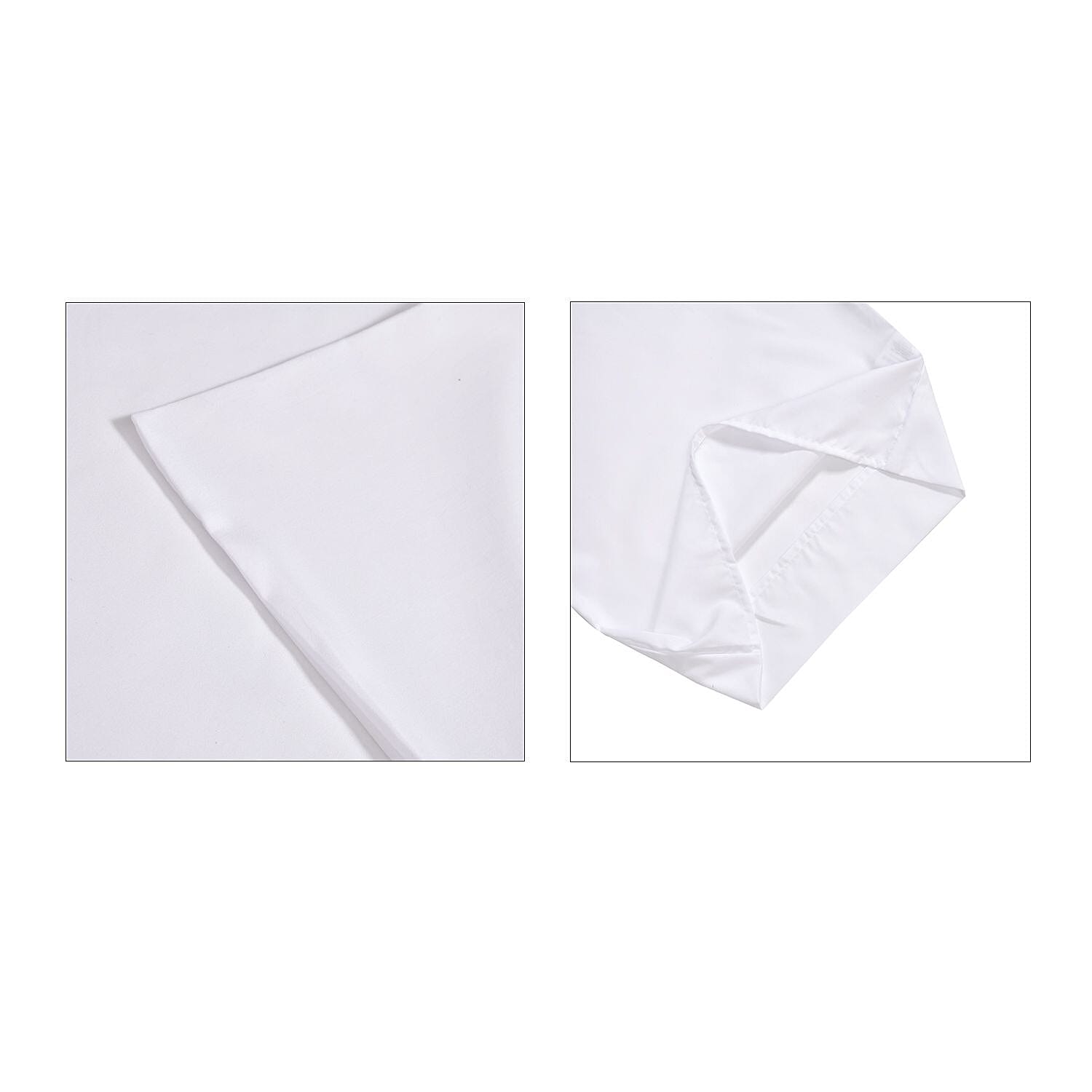 4 Piece Set - Homesmart Soft Cool Duvet Cover, Fitted Sheet & 2 Pillow Cases (Double Size, 200x200 cm) - White