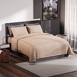 4 Piece Set - Homesmart Soft Cool Duvet Cover, Fitted Sheet & 2 Pillow Cases (Double Size, 220x200 cm) - White