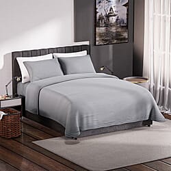 4 Piece Set - Homesmart Soft Cool Duvet Cover, Fitted Sheet & 2 Pillow Cases (Double Size, 220x200 cm) - Grey