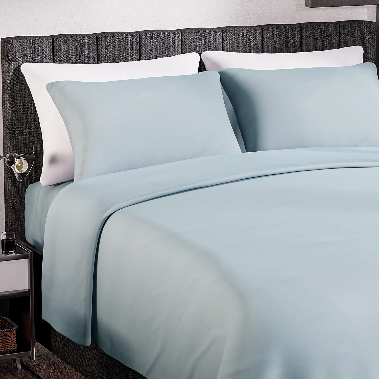 4 Piece Set - Homesmart Soft Cool Duvet Cover, Fitted Sheet & 2 Pillow Cases (Double Size, 200x200 cm) - White