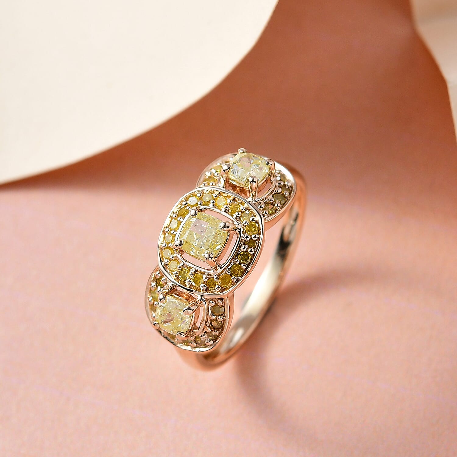 9K Yellow Gold SGL Certified Natural Yellow Diamond Ring 1.00 Ct.