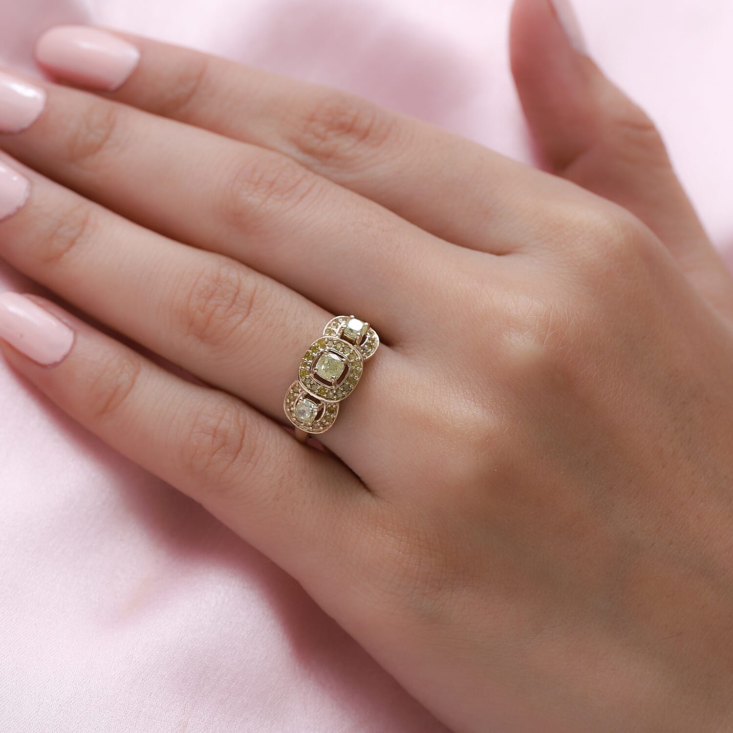 9K Yellow Gold SGL Certified Natural Yellow Diamond Ring 1.00 Ct.