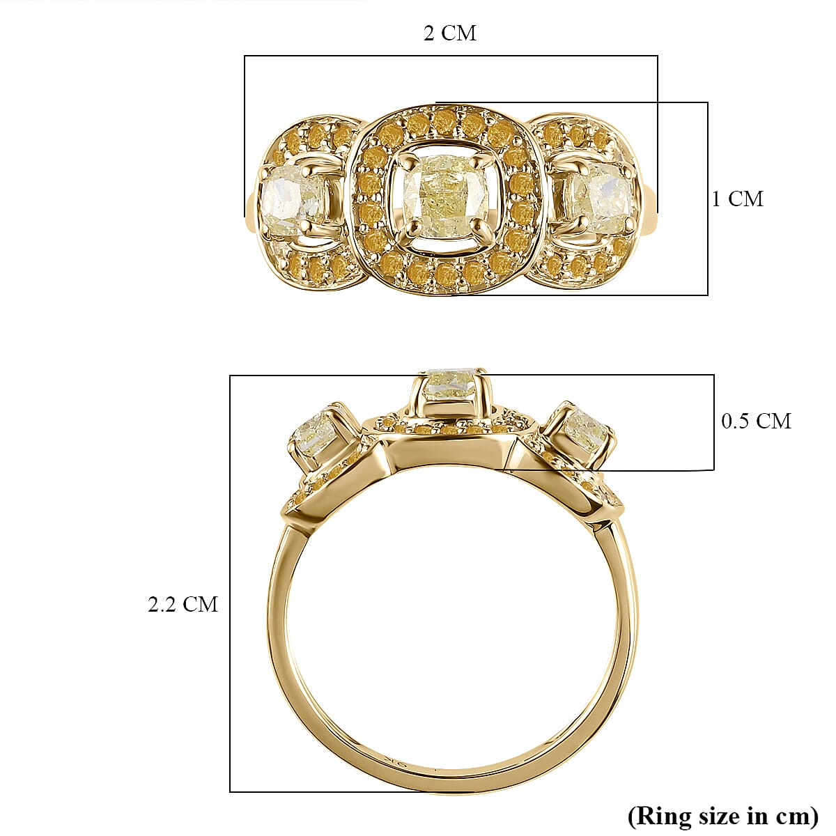 9K Yellow Gold SGL Certified Natural Yellow Diamond Ring 1.00 Ct.