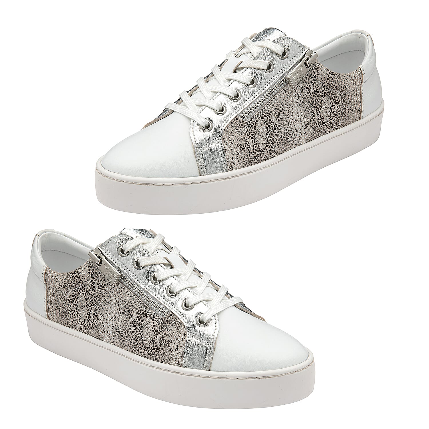 Lotus Leopard Pattern Sky Casual Trainers with Functional Outside Zip (Size 3) - Khaki