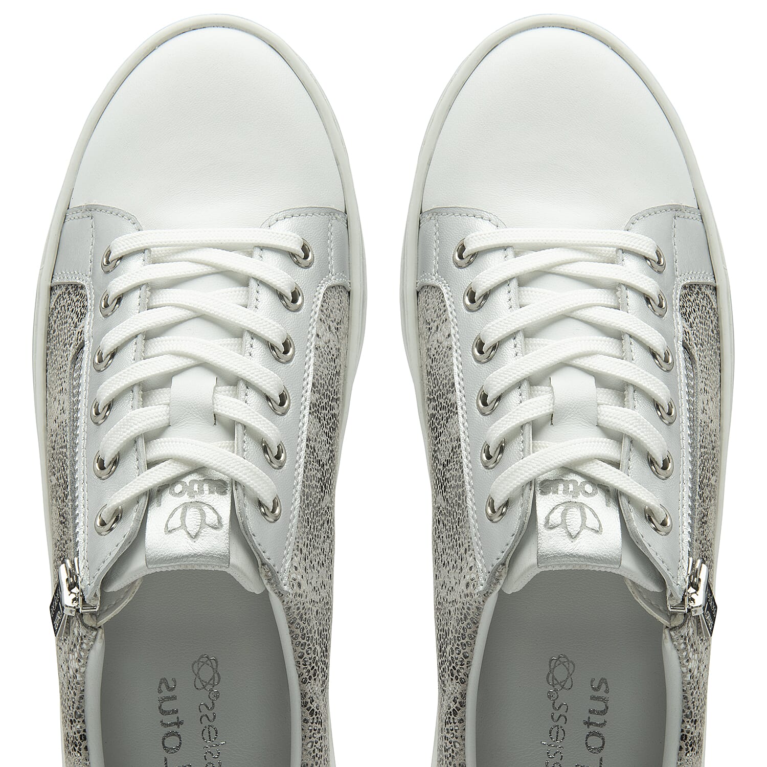 Lotus Leopard Pattern Sky Casual Trainers with Functional Outside Zip (Size 3) - Khaki