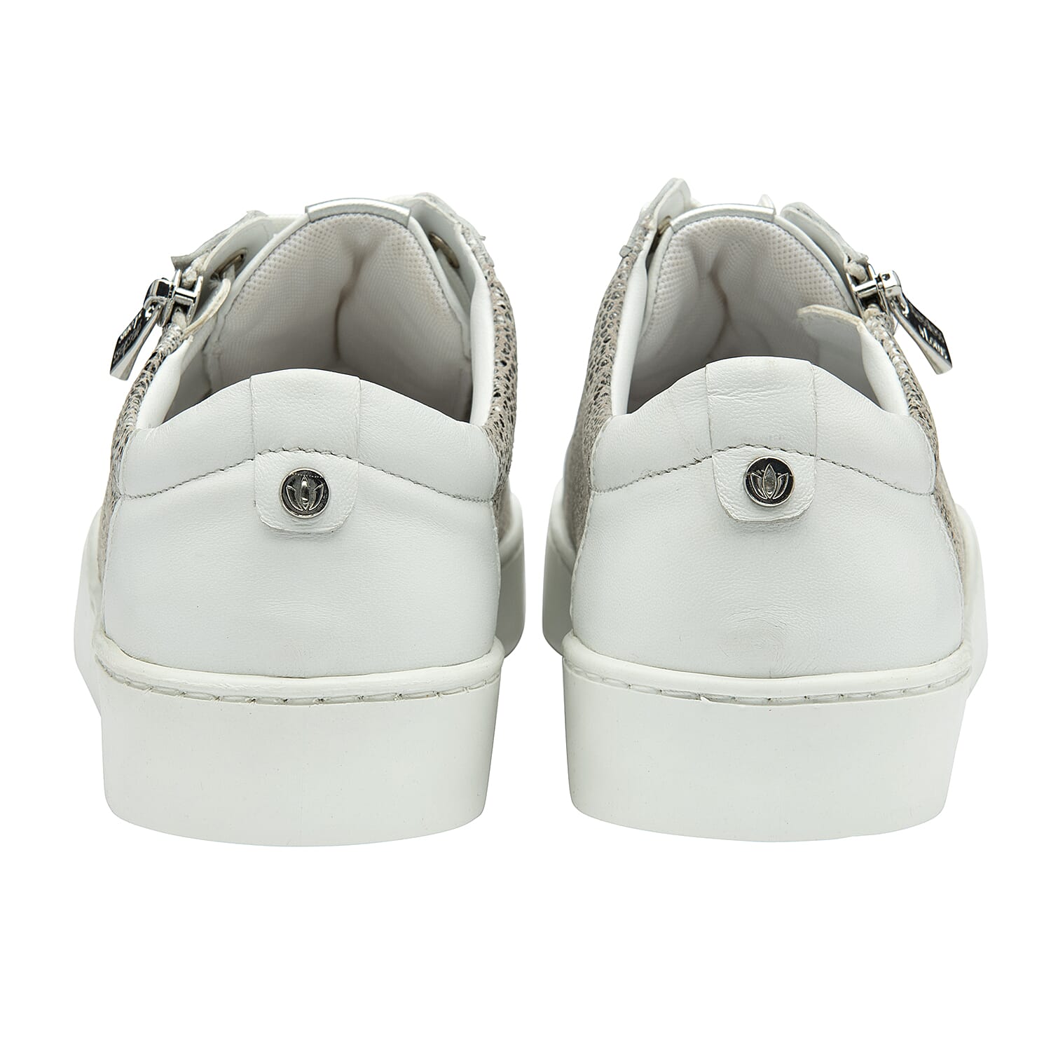 Lotus Leopard Pattern Sky Casual Trainers with Functional Outside Zip (Size 3) - Khaki