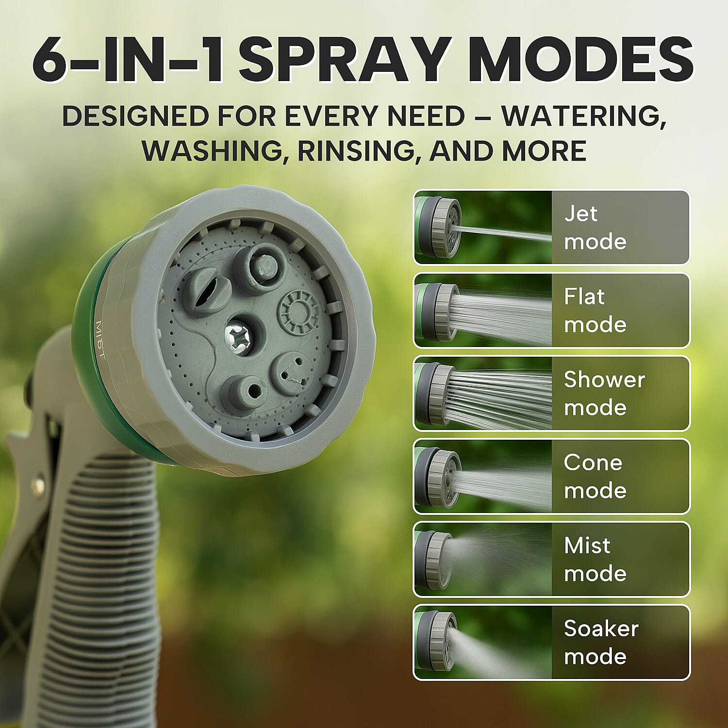 Stainless Steel Super Durable Kink Free Metal Garden Hose 50 ft PLUS 6 Mode Multi Spray Head - Jet, Shower, Flat, Center, Cone and Mist