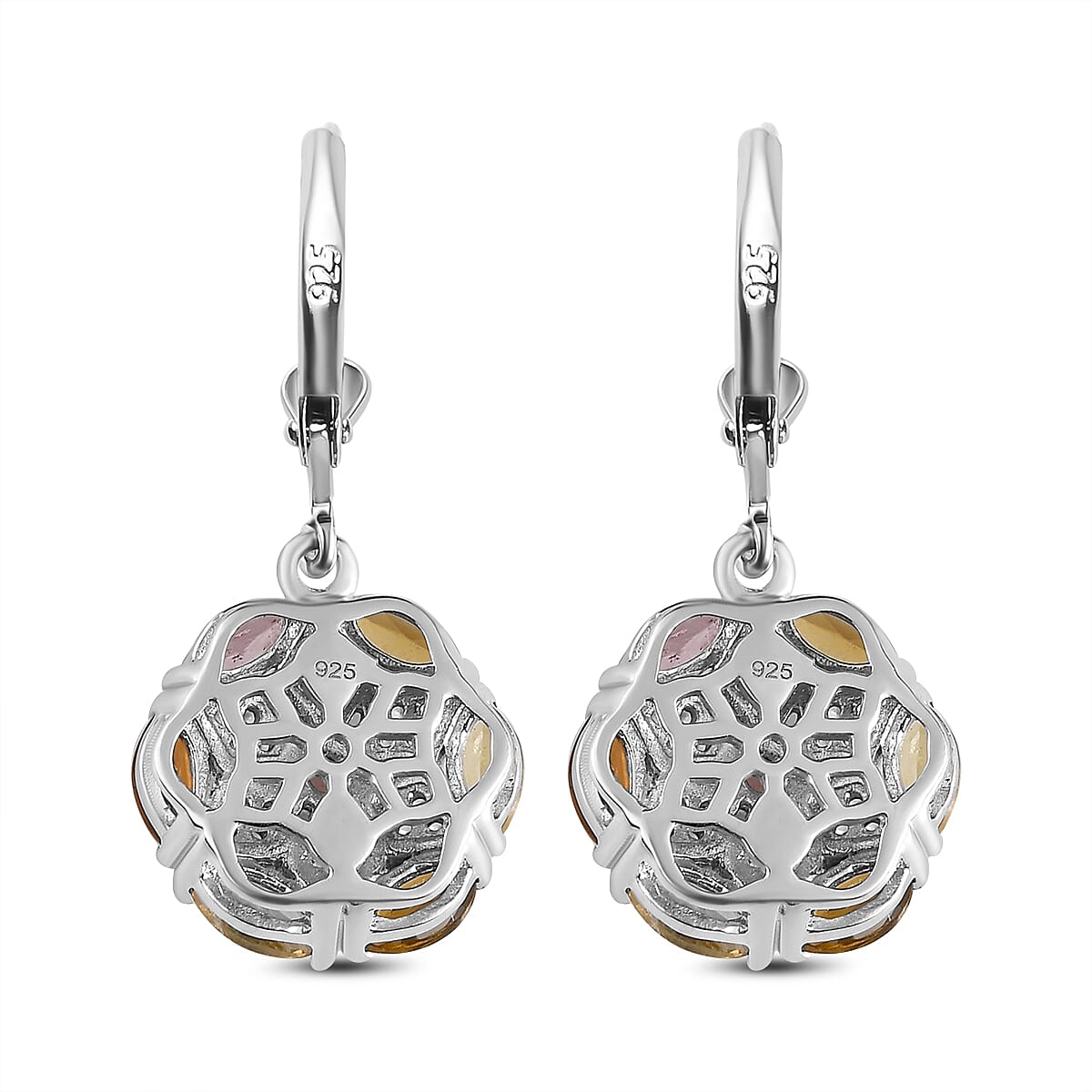 Multi-Tourmaline and Natural Cambodian Zircon Lever Back Earrings in Platinum Overlay Sterling Silver 2.25 Ct.