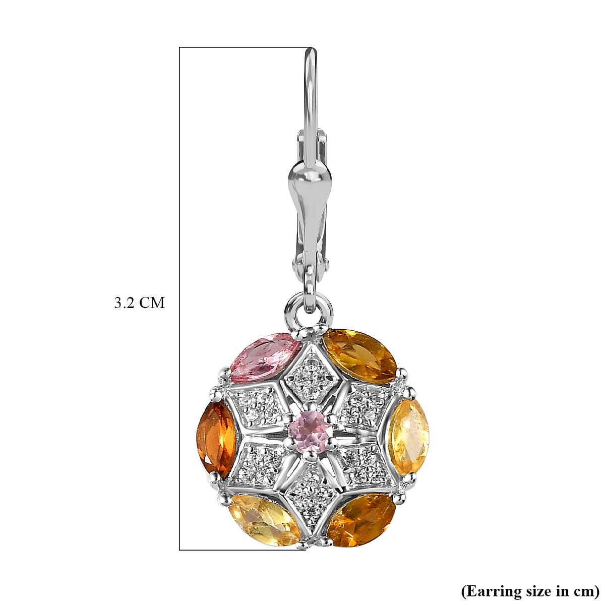 Multi-Tourmaline and Natural Cambodian Zircon Lever Back Earrings in Platinum Overlay Sterling Silver 2.25 Ct.