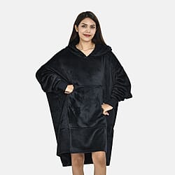 Close Out - Single Layer Flannel Hoodie with a Giant Pocket - Light Grey