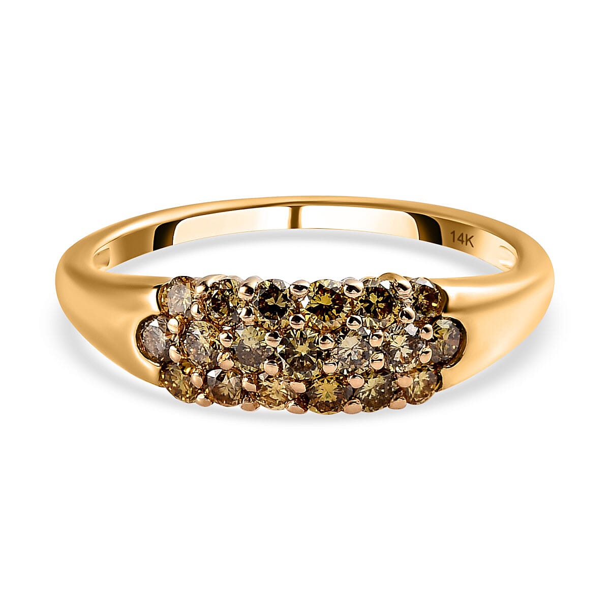 14K Yellow Gold SGL Certified Natural Green Diamond (I1-I2) Ring 0.50 Ct. 14K Yellow Gold SGL Certified Natural Green Diamond (I1-I2) Ring 0.50 Ct.