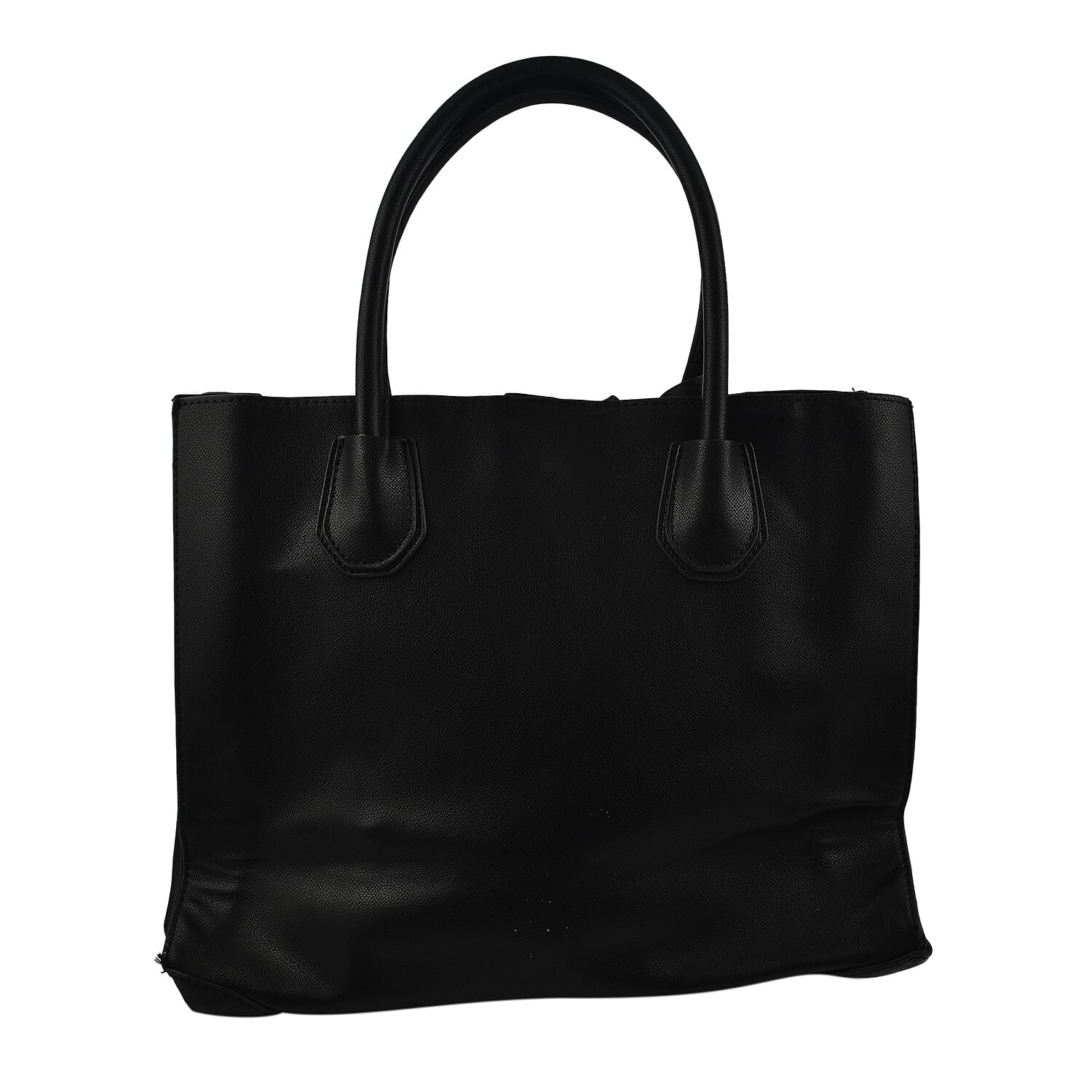Polyurethane Plain Tote Bag - Black