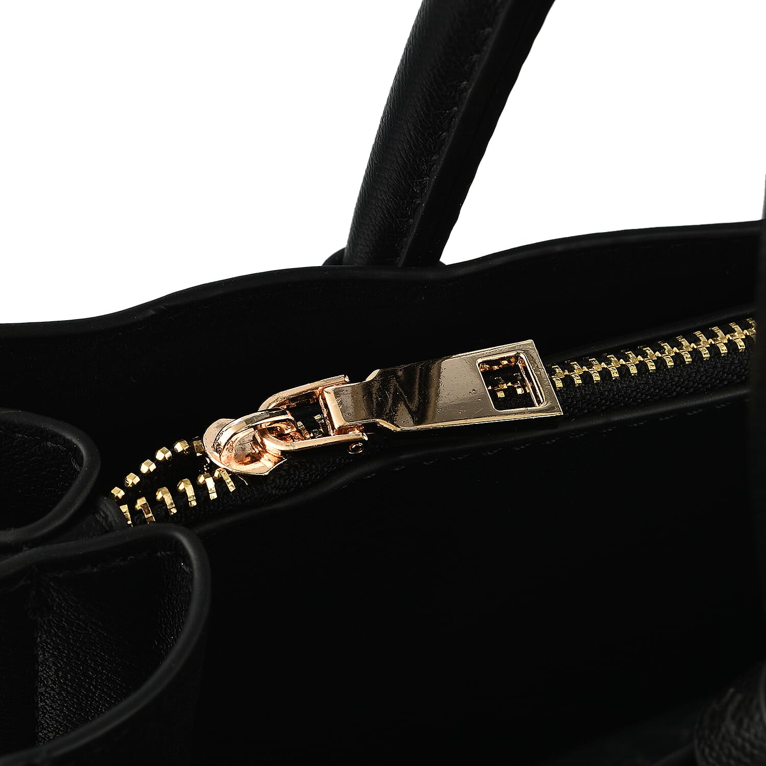 Polyurethane Plain Tote Bag - Black