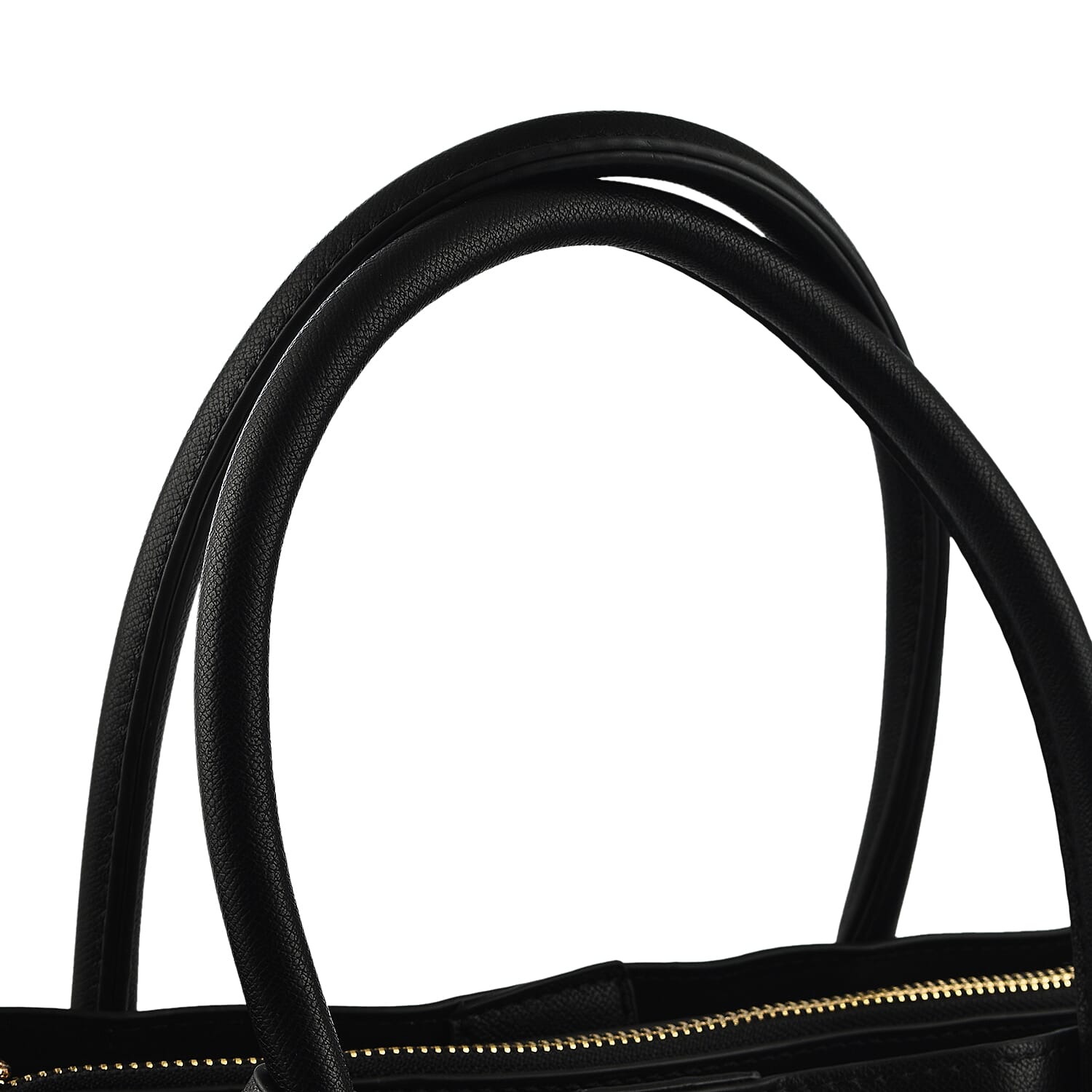 Polyurethane Plain Tote Bag - Black
