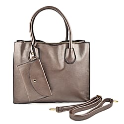 Polyurethane Plain Tote Bag - Black