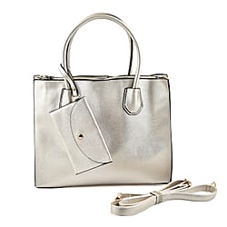 Polyurethane Plain Tote Bag - Black