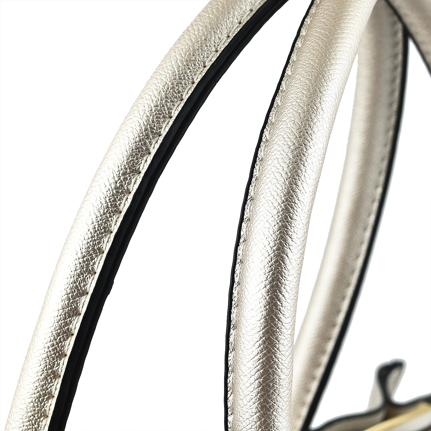 Faux Leather Tote Bag with Wristlet Wallet - Gold