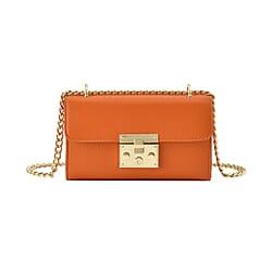 Solid Shoulder Bag with Squeeze Lock Shoulder Strap (Size 19x11x6 cm) - Orange