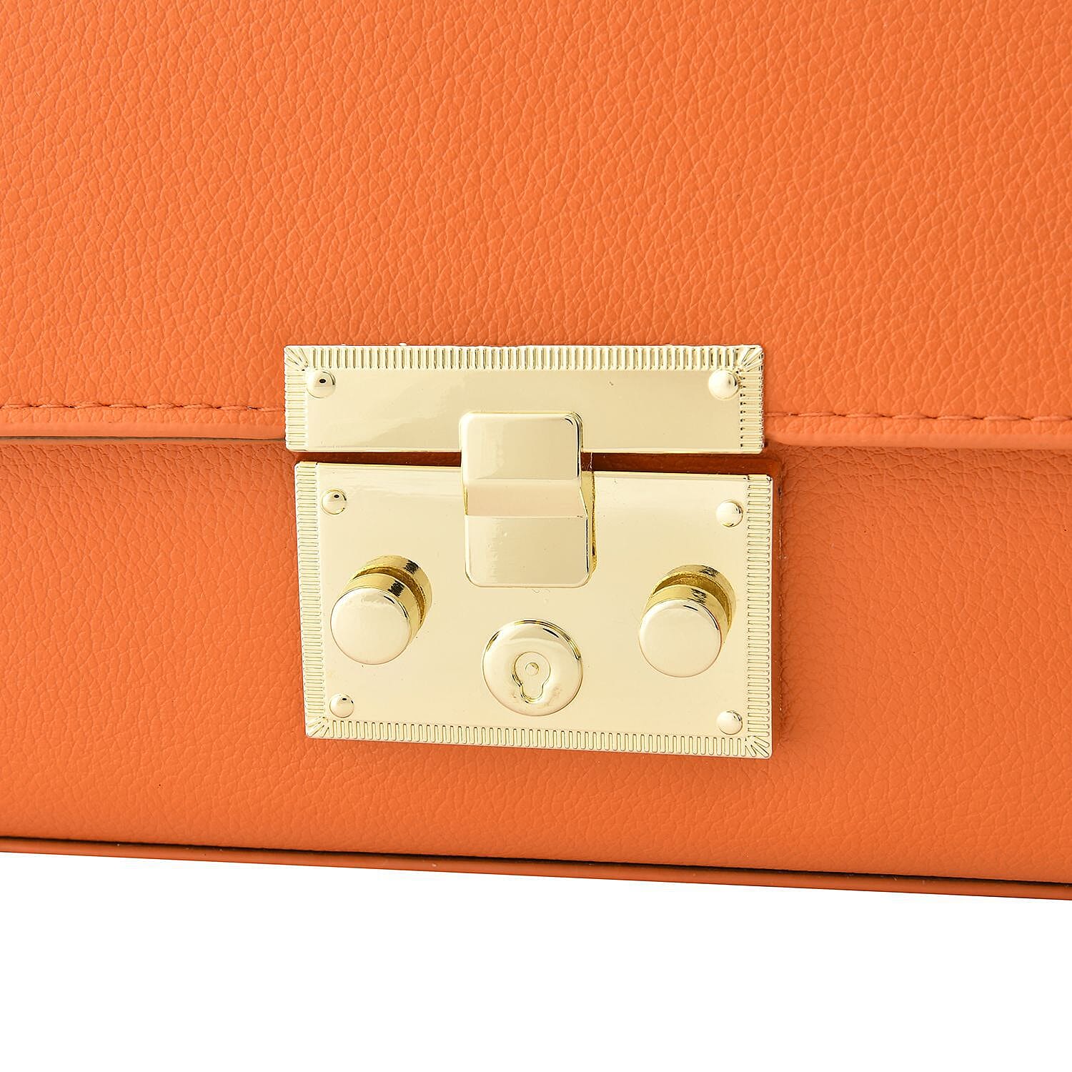 Solid Shoulder Bag with Squeeze Lock Shoulder Strap (Size 19x11x6 cm) - Orange