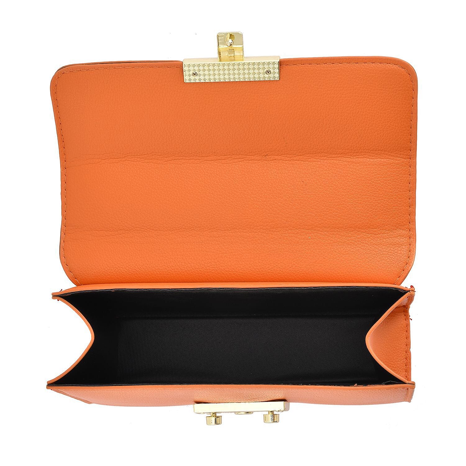 Solid Shoulder Bag with Squeeze Lock Shoulder Strap (Size 19x11x6 cm) - Orange