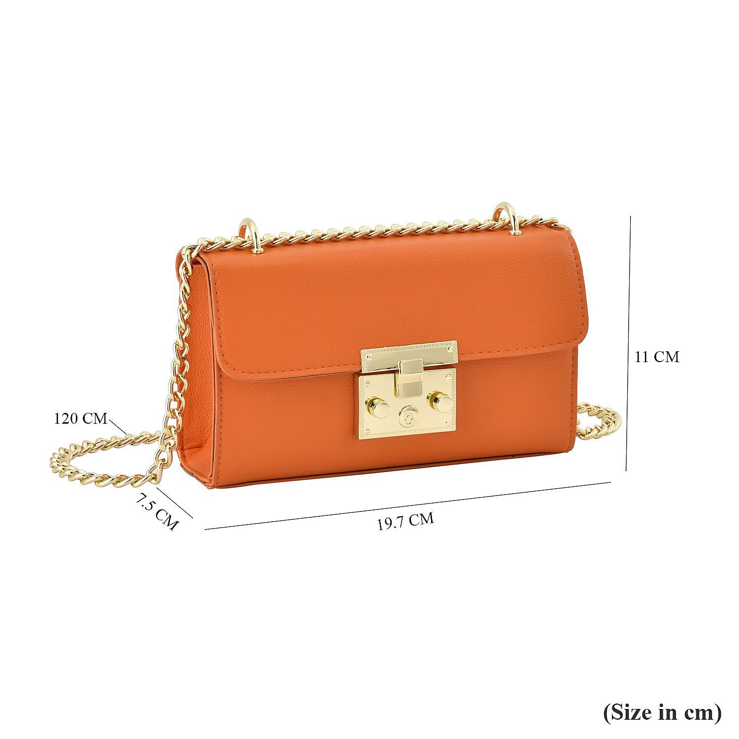 Solid Shoulder Bag with Squeeze Lock Shoulder Strap (Size 19x11x6 cm) - Orange