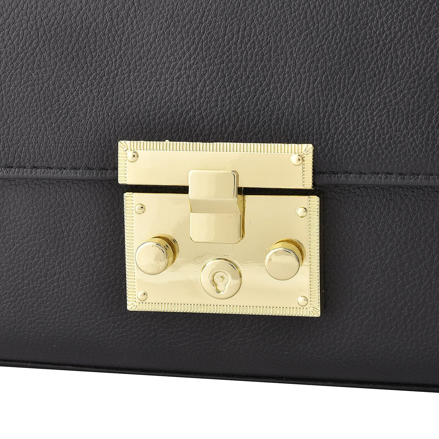 Solid Shoulder Bag with Squeeze Lock Shoulder Strap - Black