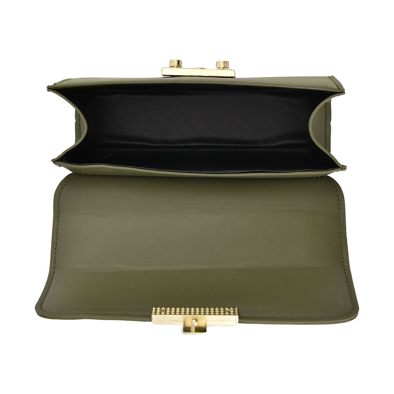 Solid Shoulder Bag with Squeeze Lock Shoulder - Olive