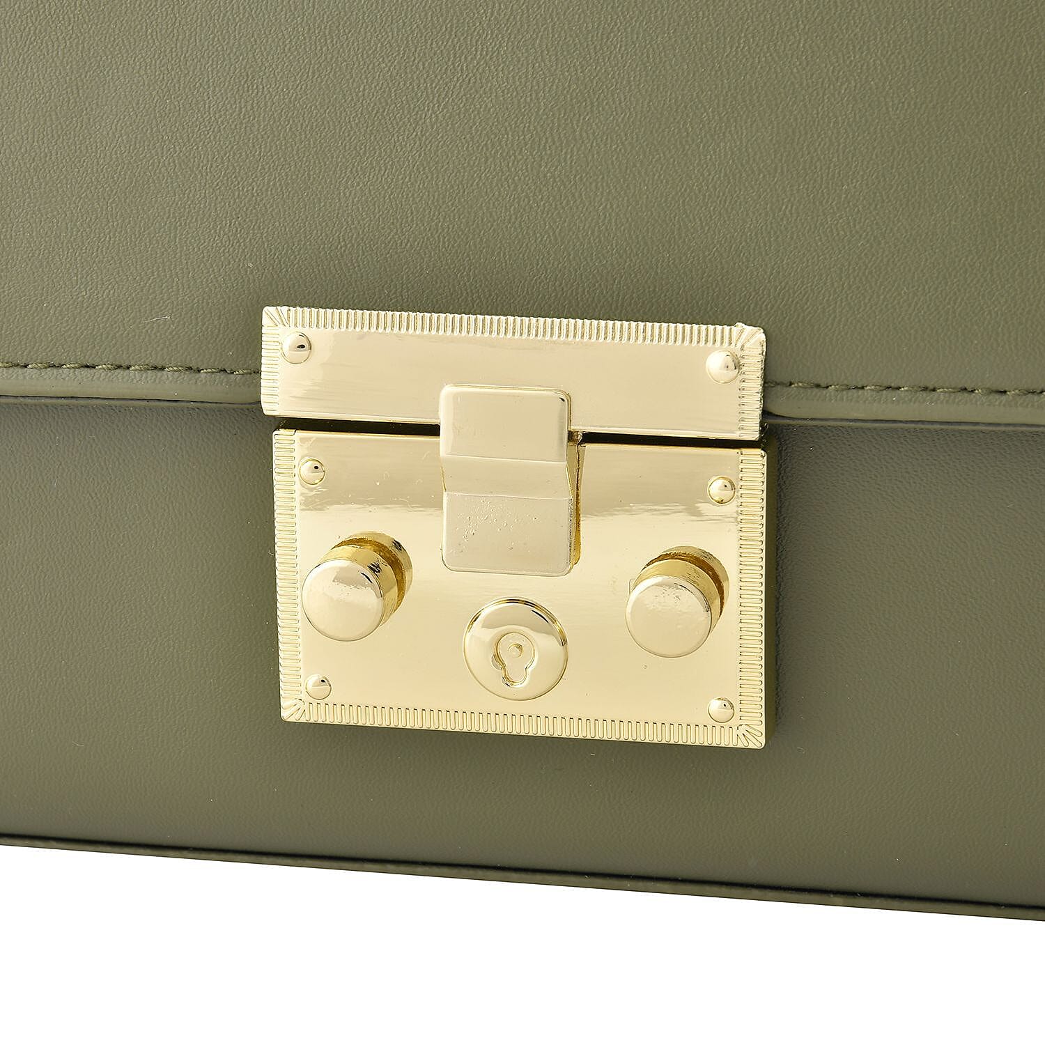 Solid Shoulder Bag with Squeeze Lock Shoulder - Olive