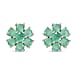 Zambian Emerald Floral Stud Earrings (With Push Back) in Platinum Overlay Sterling Silver 1.474 Ct.