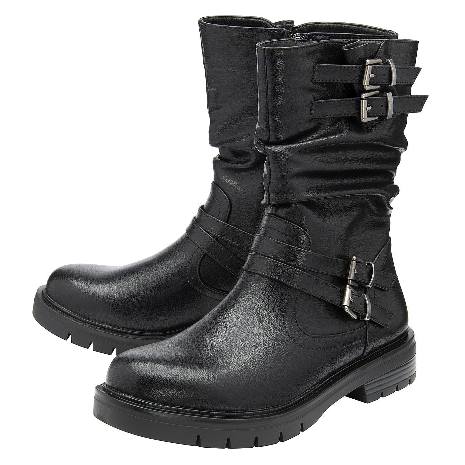 Mid calf black hot sale womens boots