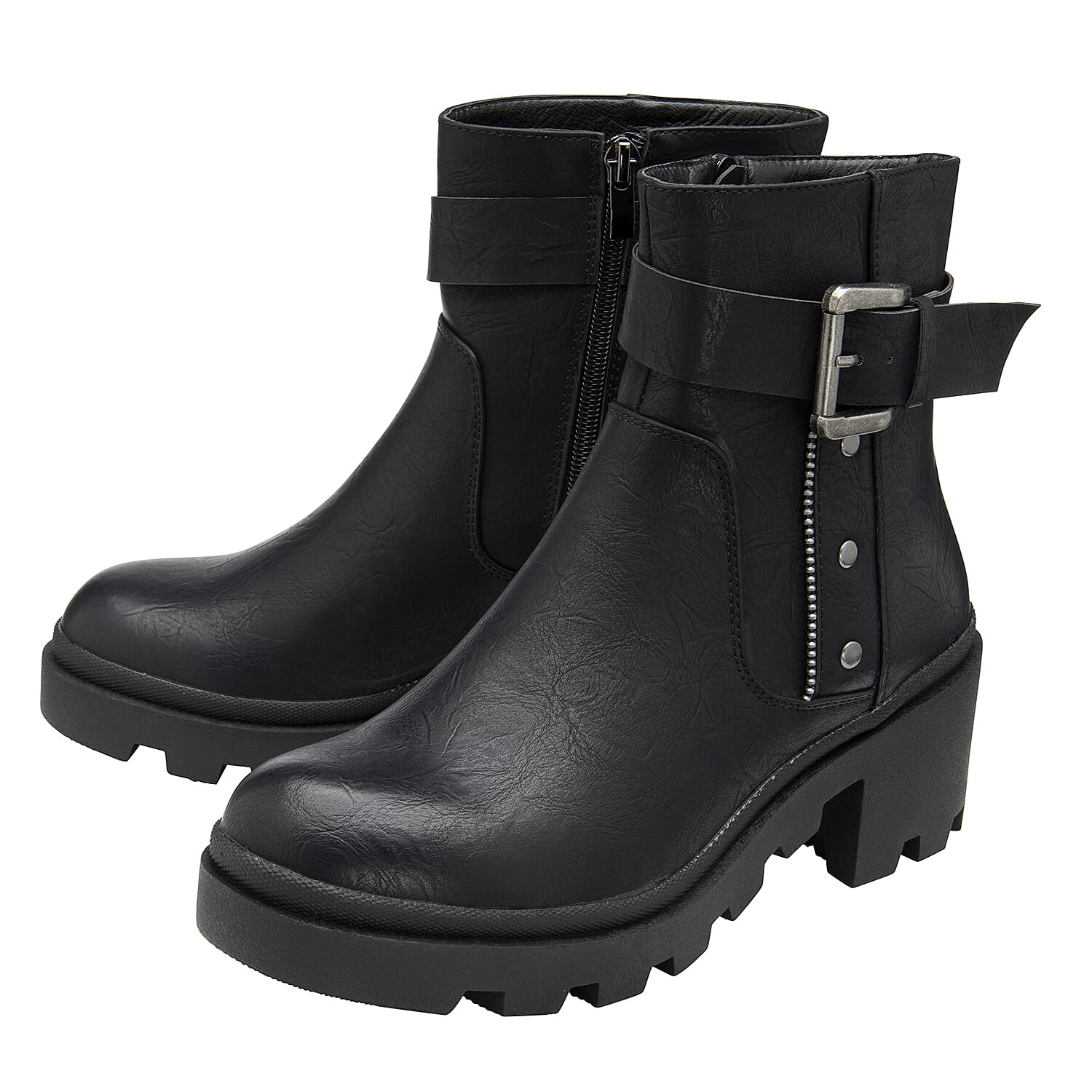 RAVEL Viola Ankle Boots with Inside Zip and Buckle Size 3 Black