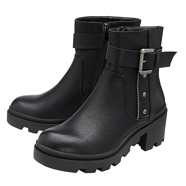RAVEL Viola Ankle Boots with Inside Zip and Buckle - Black - 7214877 - TJC