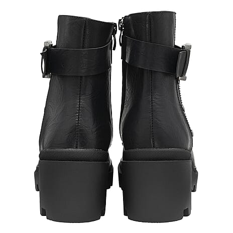 RAVEL Viola Ankle Boots with Inside Zip and Buckle (Size 7) - Black
