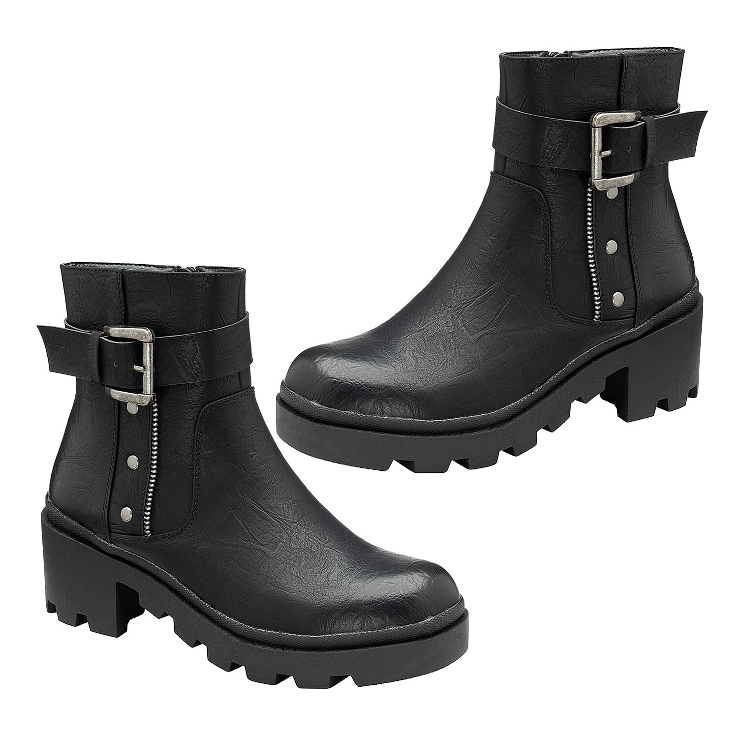 RAVEL Viola Ankle Boots with Inside Zip and Buckle Size 3 Black