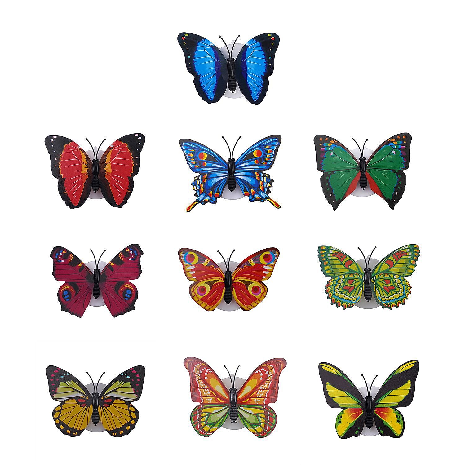 Set of 10 - LED Colourful Butterfly Lights with Batteries