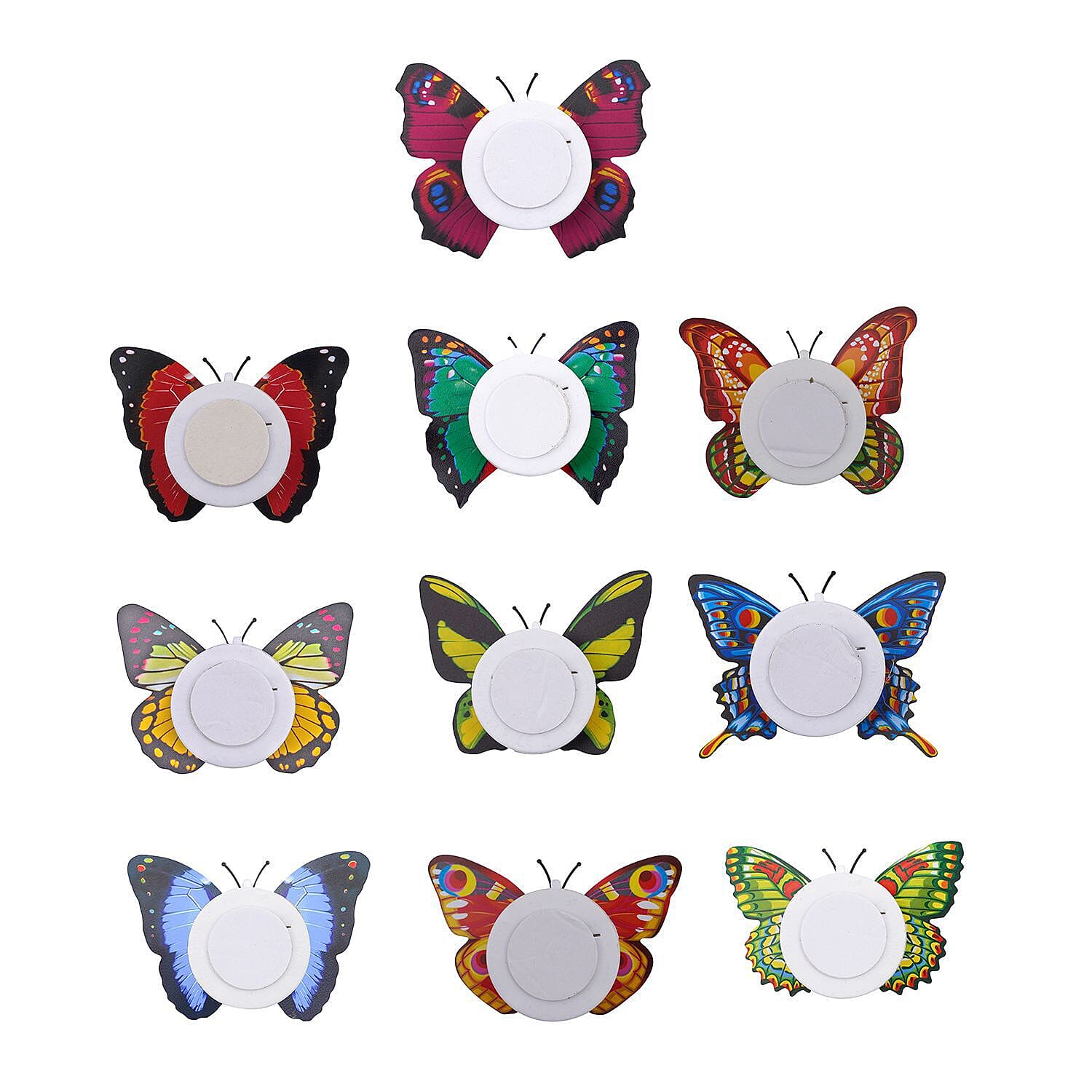 Set of 10 - LED Colourful Butterfly Lights with Batteries