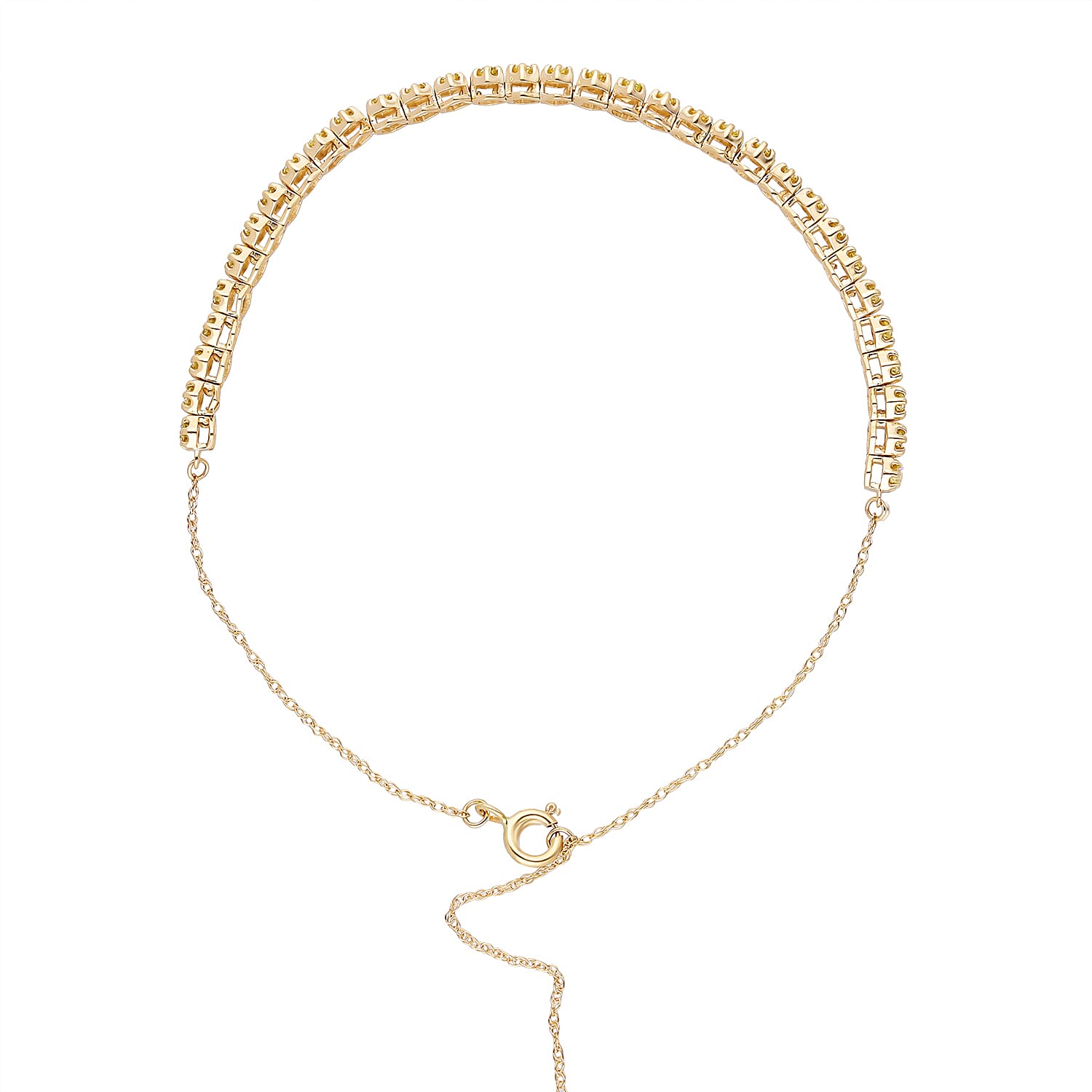 14K Yellow Gold SGL Certified Natural Yellow Diamond (VS2) Bracelet (Size 7.25-2 Inch Ext.) 1.00 Ct.