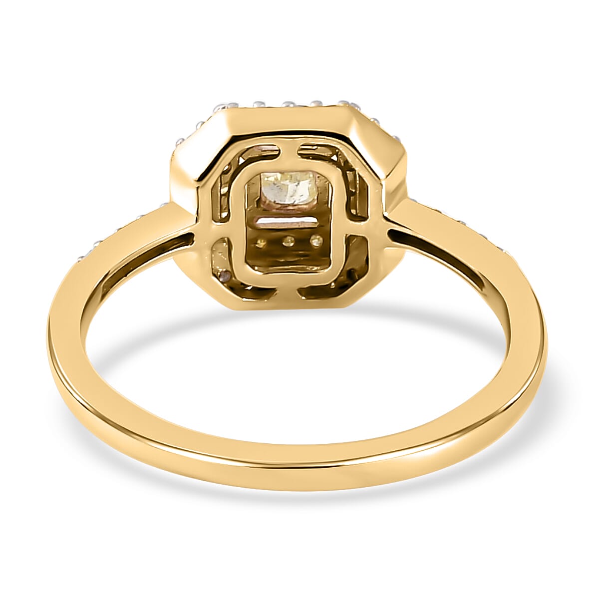 9K Yellow Gold SGL Certified Natural Yellow Diamond and White Diamond (G-H) Halo Ring 0.50 Ct.