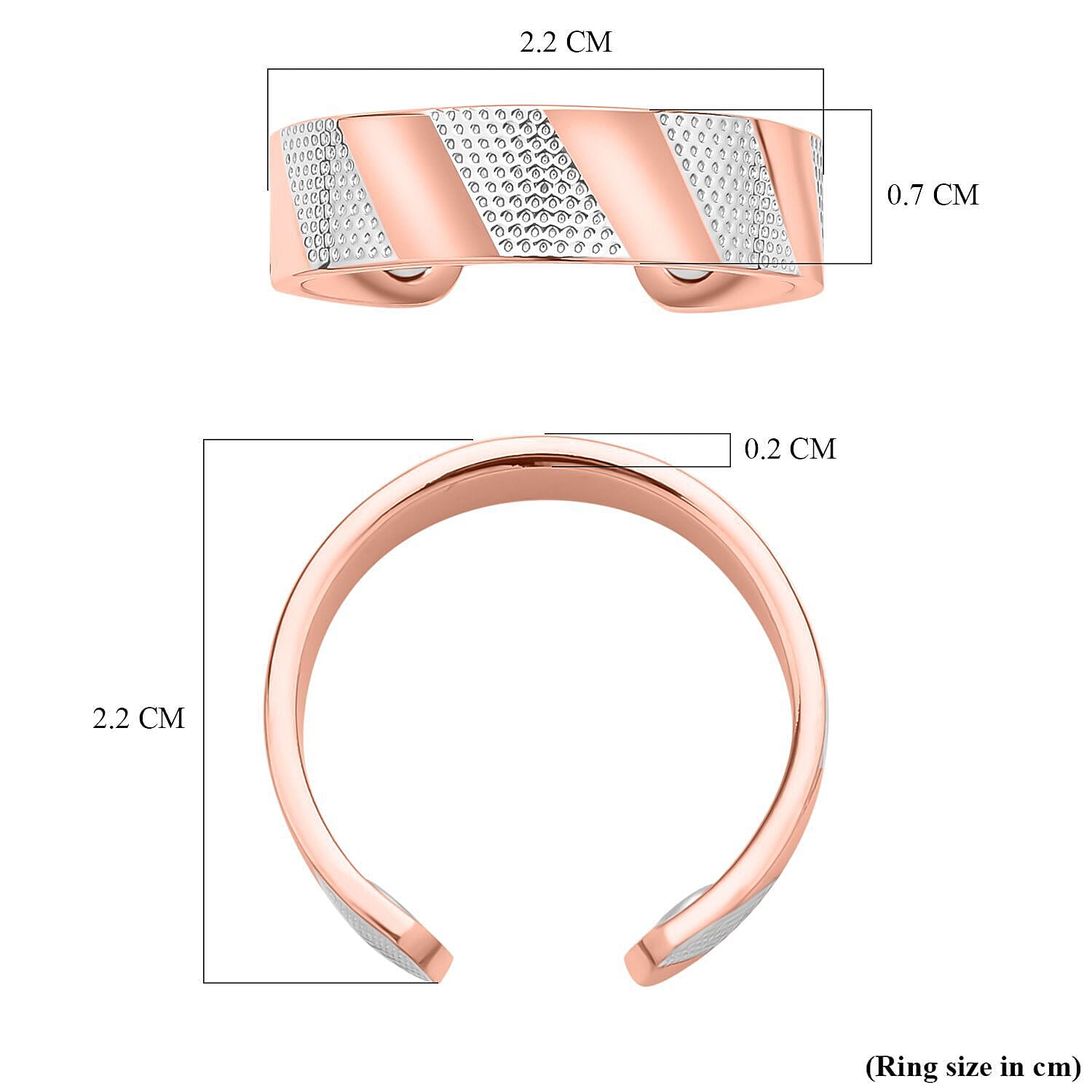 Adjustable Open Ring in Yellow Gold and Silver Tone