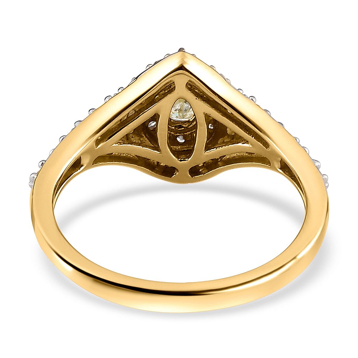 9K Yellow Gold SGL Certified Natural Yellow and White Diamond (G-H) Cluster Ring 0.75 Ct.