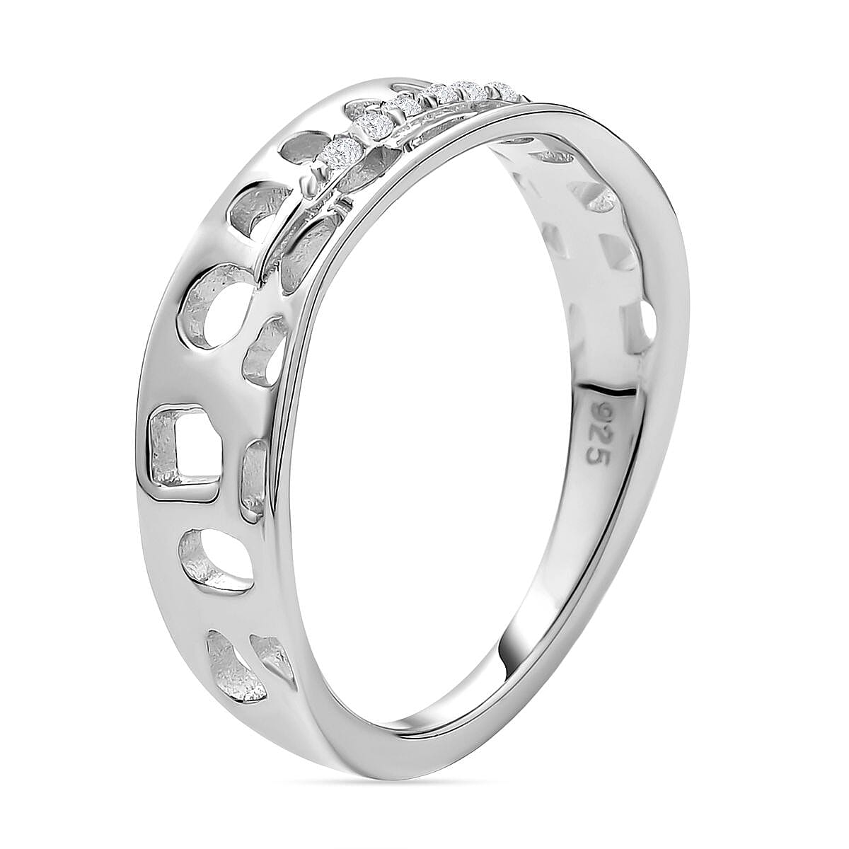 RACHEL GALLEY Shooting Star Collection - Moissanite Lattice Band Ring in Rhodium Overlay Sterling Silver